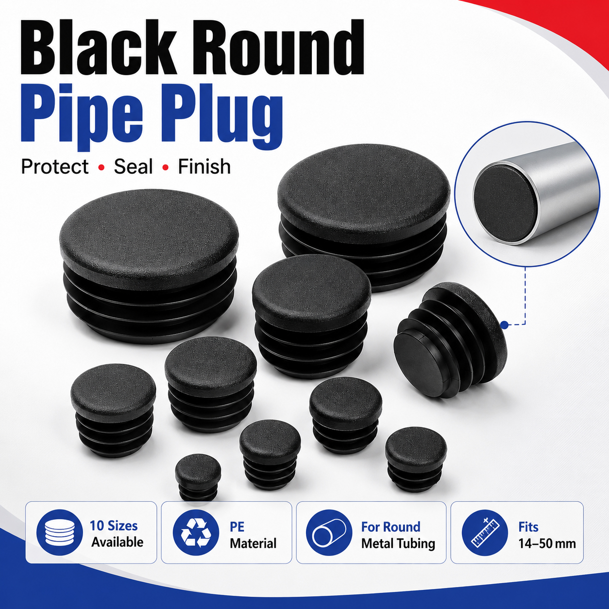 Plastic Pipe Clip - 8-40 Buah Tutup Ujung Plastik Bulat