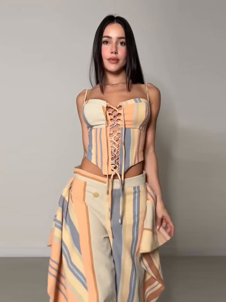 Pipe Bending Spring - Set Celana Motif Chic Lady dengan