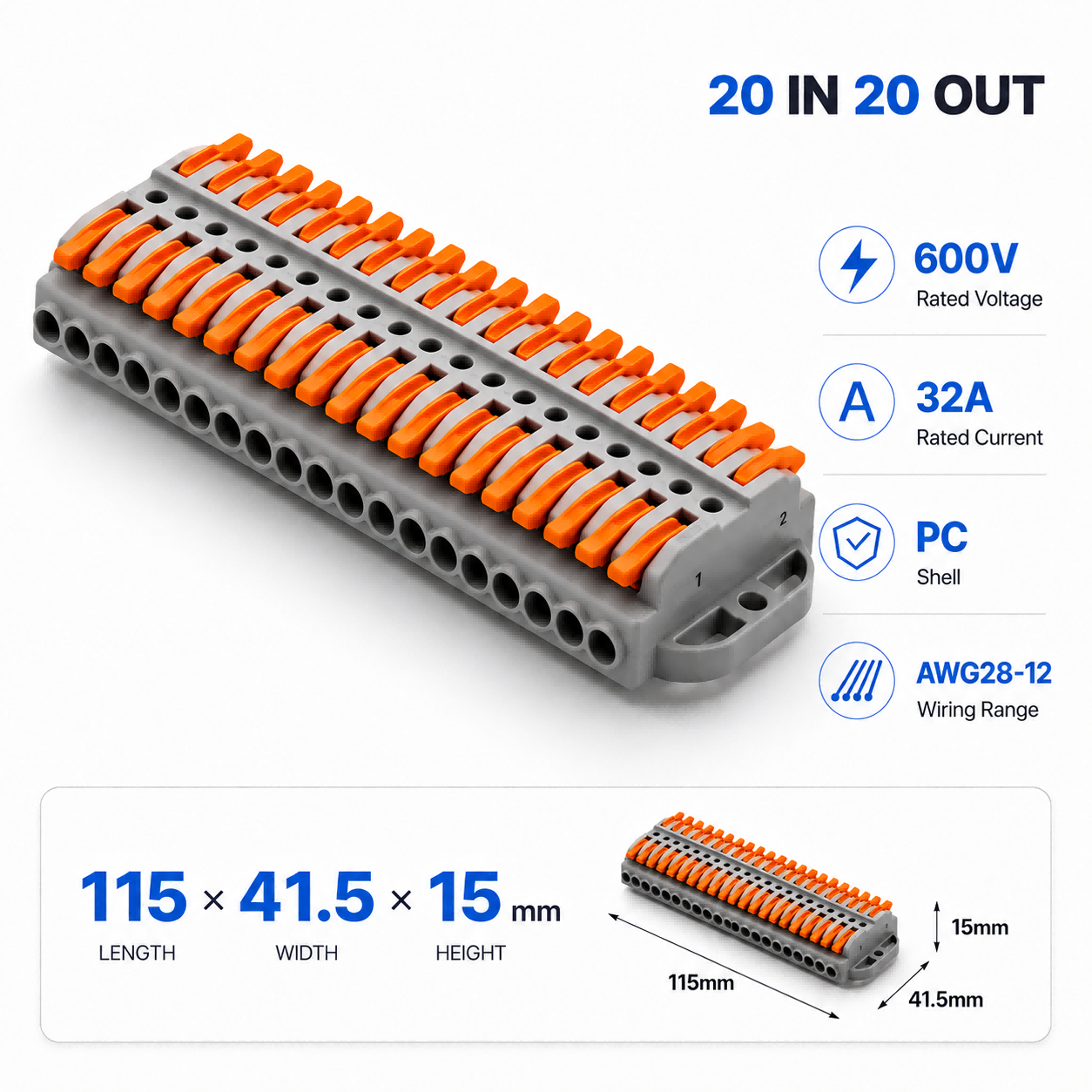 Push Fit Connector - Konektor Kabel 2-30 Pin, Terminal Blok