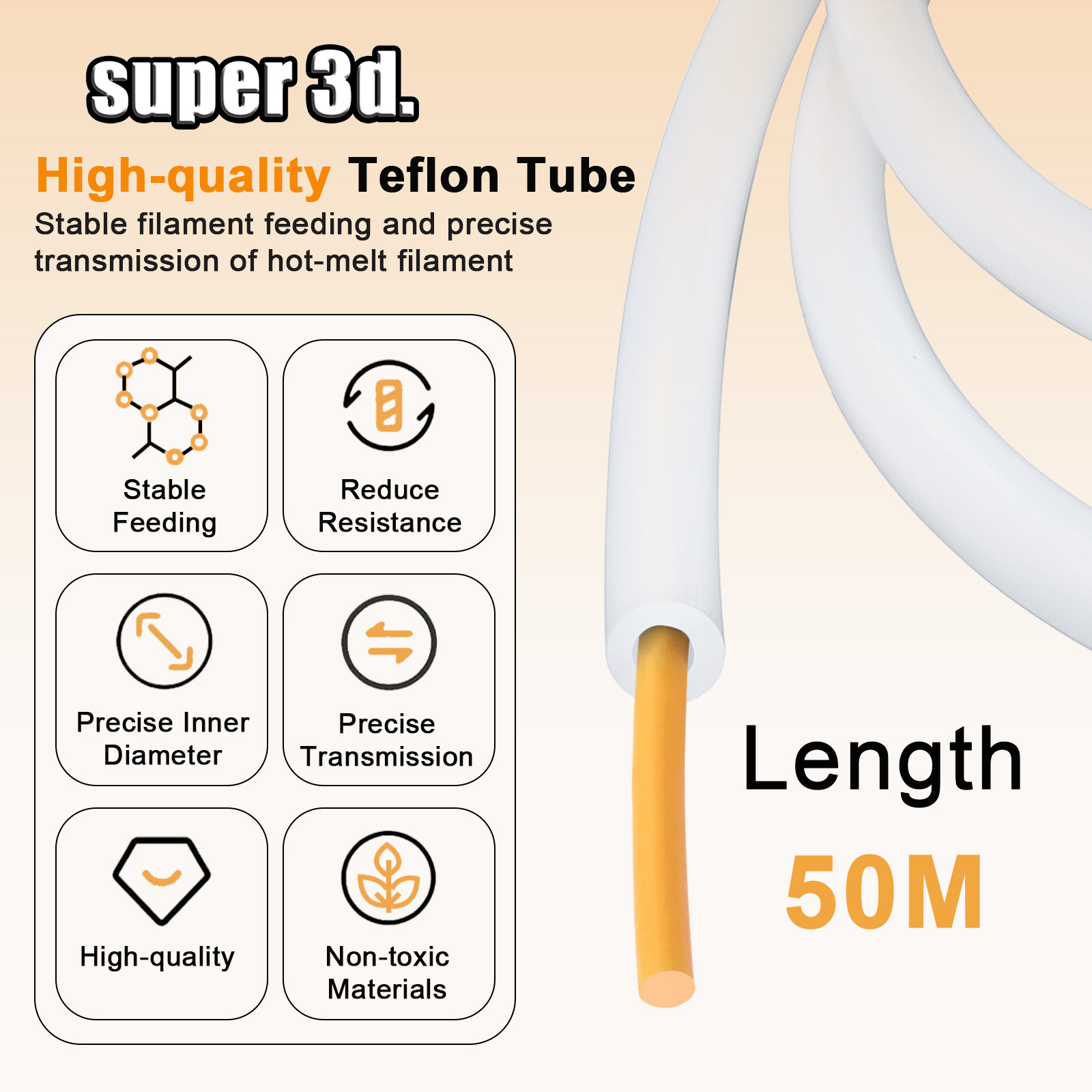 1/2/50M Tabung PTFE Bambu Lab  - Ptfe Tape Thread ulasan dan harga